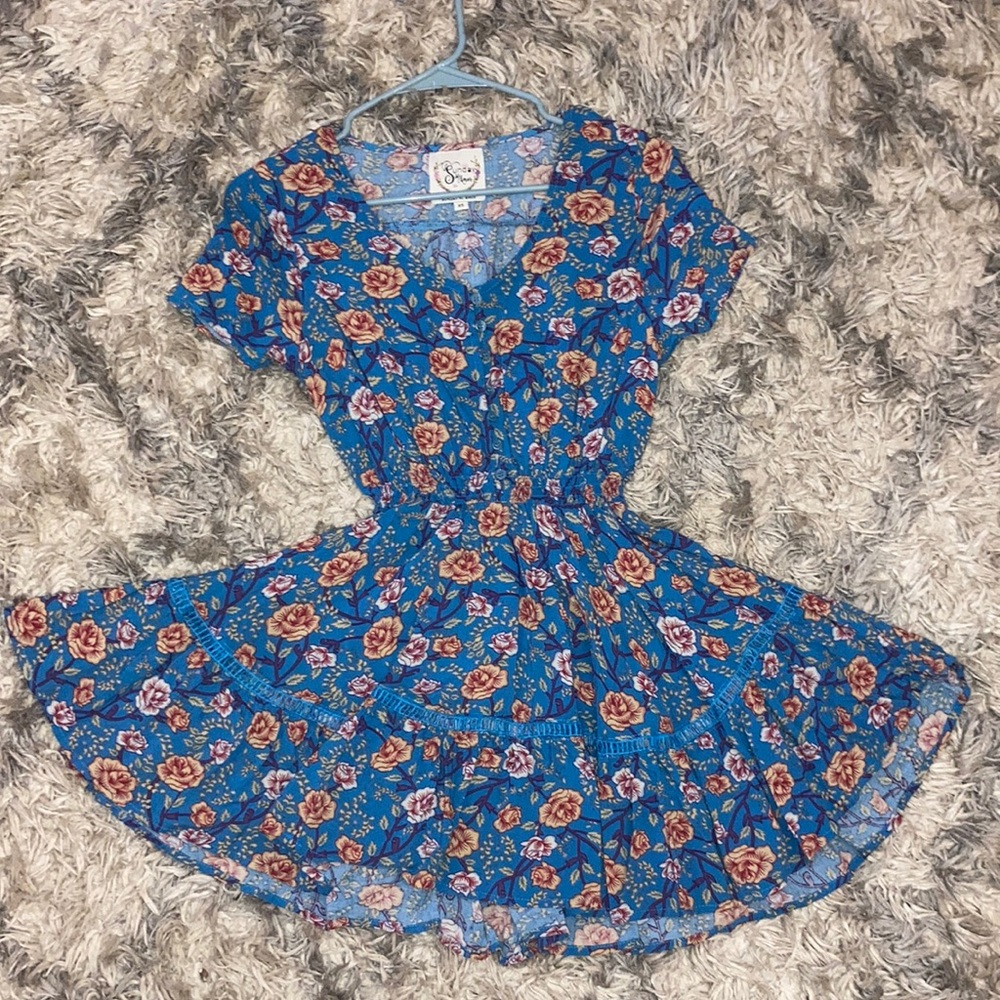 Blue flowery dress. Bought at Target. Never worn before.